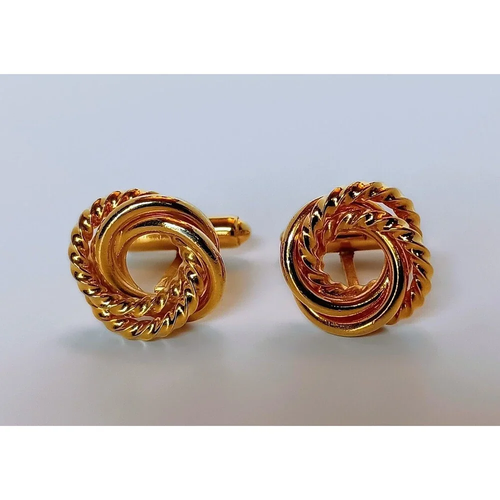 Vintage Goldtone Twisted Rope Knot Cufflinks 5/8 in